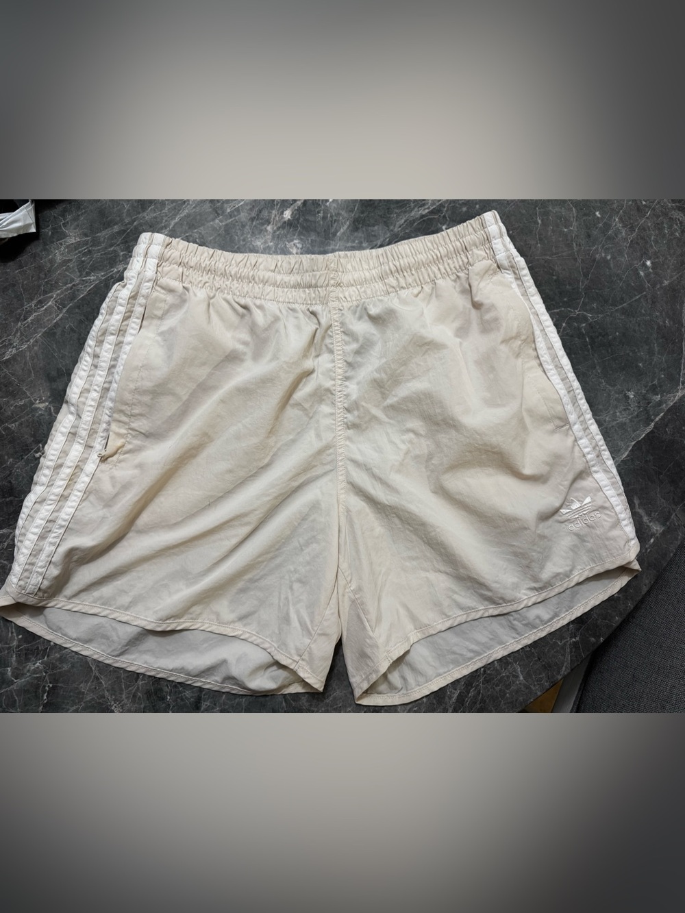 Adidas Men's  Cream with white stripes shorts